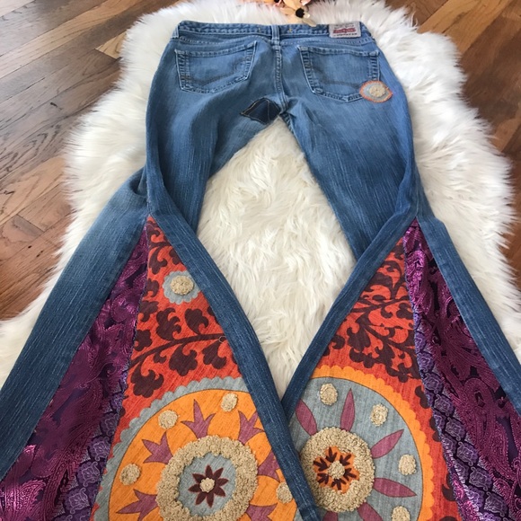 ♥️SOLD♥️BIG STAR festival bell bottoms up-Cycled - Picture 2 of 8